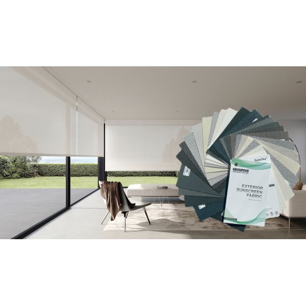 Low Price Waterproof Dust Proof 430GSM Sunscreen Fabric Roller Blinds Fabric for Outdoor Use