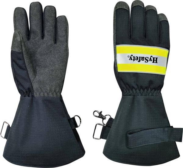 Dexterity level 5 Long cuff EN659 certified Firefighter Gloves with Moisture Barrier and Reflective Strap