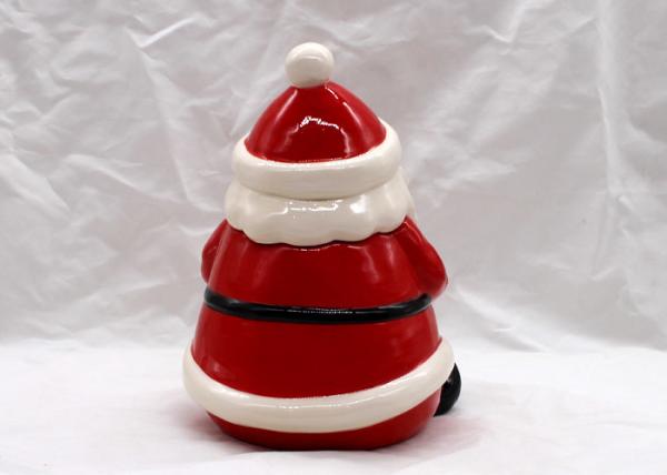 Santa Claus 3D Ceramic Cookie Jar Red Dolomite Food Container For Decoration