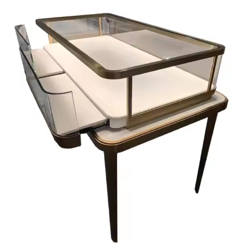 Luxury Jewelry Display Case with LED Lighting Customizable Solutions and Durable Easy Clean Design for Retail Stores