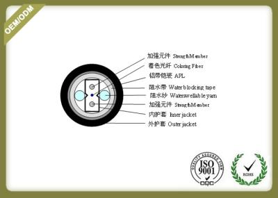 2core Single Mode Duct FTTH Fiber Optic Cable  with waterproof tape and strength member Black jacket