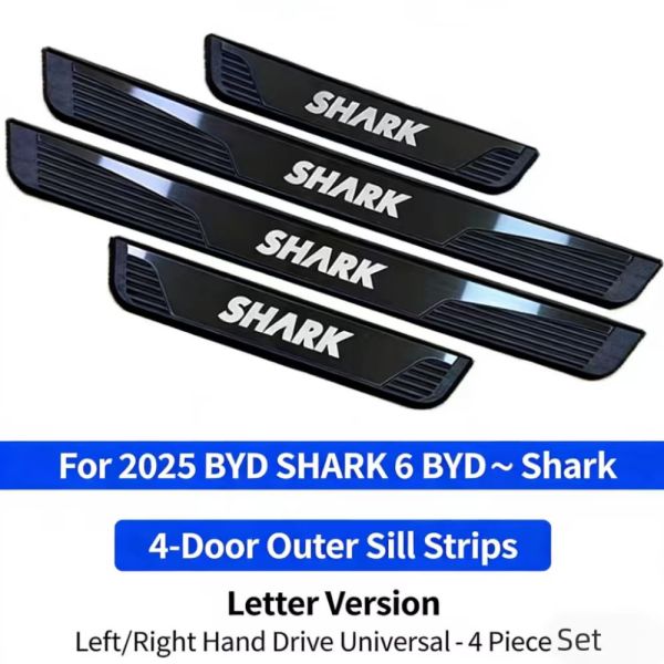 For BYD SHARK 2024 2025 Black ABS Door Sill Protector Scuff Plate Anti-Scratch Welcome Pedal Guard Interior Accessories