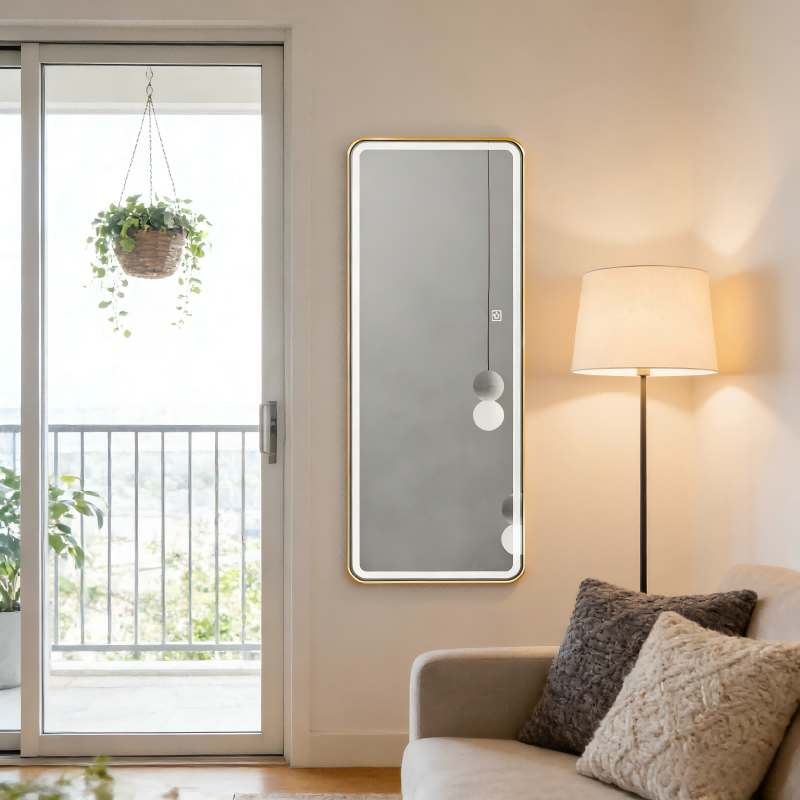 Modern Style Full-Length Intelligent LED Light Touch Screen Glass Mirror for High-Definition Wall Fitting Living Dressing Room