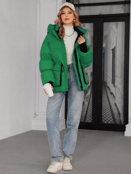 Loose Style Womens Down Coat Green Womens Long Puffer Coat