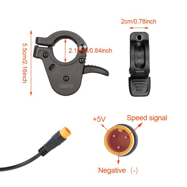 Electric Bicycle Thumb Throttle 3PIN Female 300X For 12V 24V 36V 48V 60V 72V Ebike Accessories