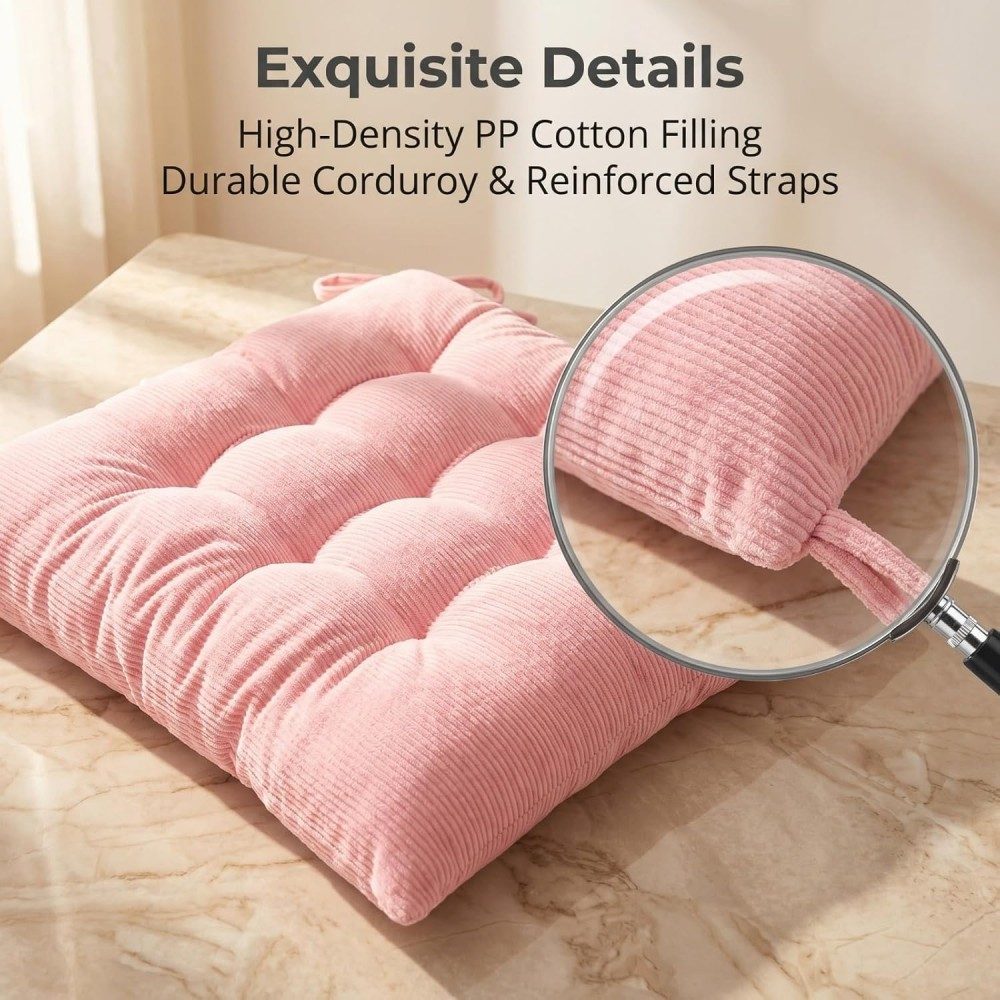 15.7 X 15.7 In Warm Corduroy Cushion Chair Pink Cord Cushions With Ties