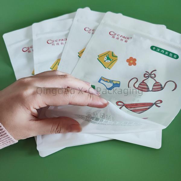 Rectangular Cotton Paper Bag Packaging With Ziplock 10 Colors Custom Printed