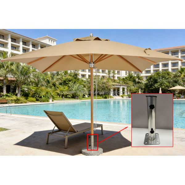 Commercial Beach Umbrella Heavy Duty Rust Resistant Bottom Pole Tube for Central Pole Base