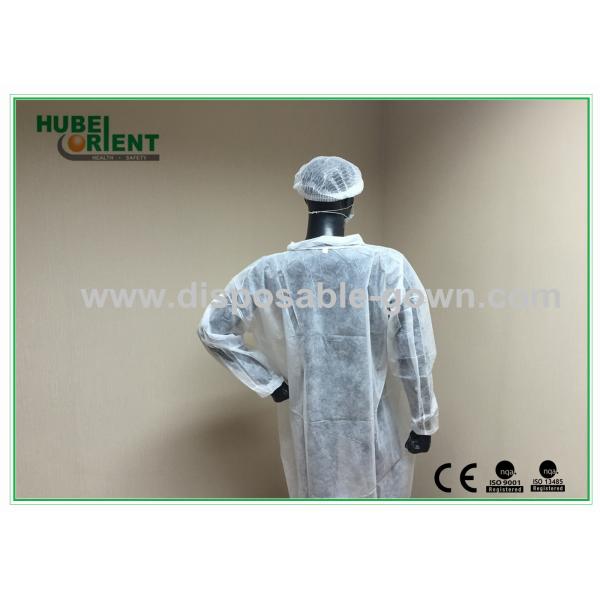 Aprobado por el CE MDR abrigo de laboratorio desechable SMS/Tyvek/MP/PP con cerradura Velcros uso de laboratorio abrigo de laboratorio antibacteriano