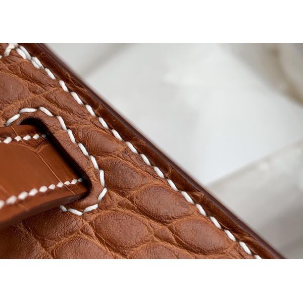 Square Crocodile Skin Bag , Yellowish Brown Crocodile Skin Handbag