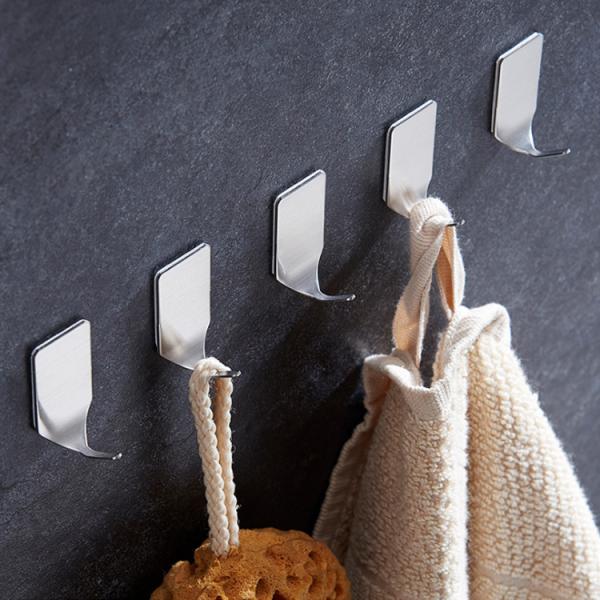 Wall Mounted Bathroom Robe Hook / Polished Strong Self Adhesive Coat Hooks