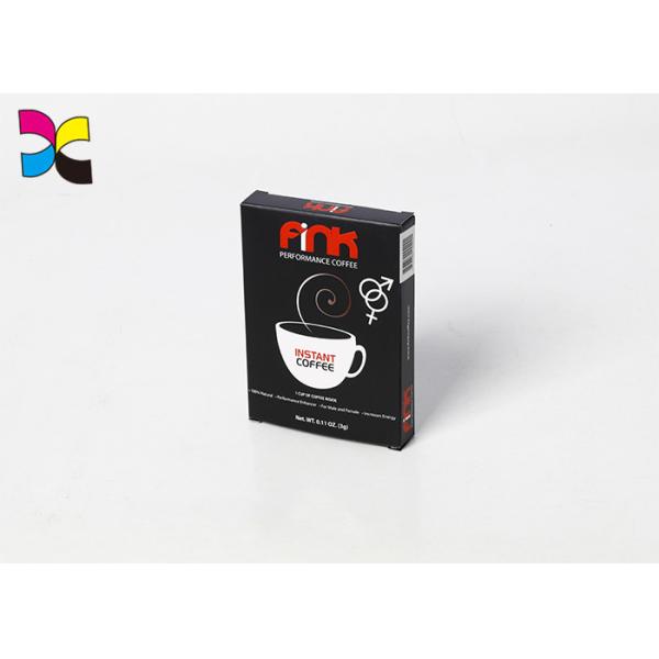 Food Instant Coffee Printed Cardboard Boxes Black Red Card Shape Embossing