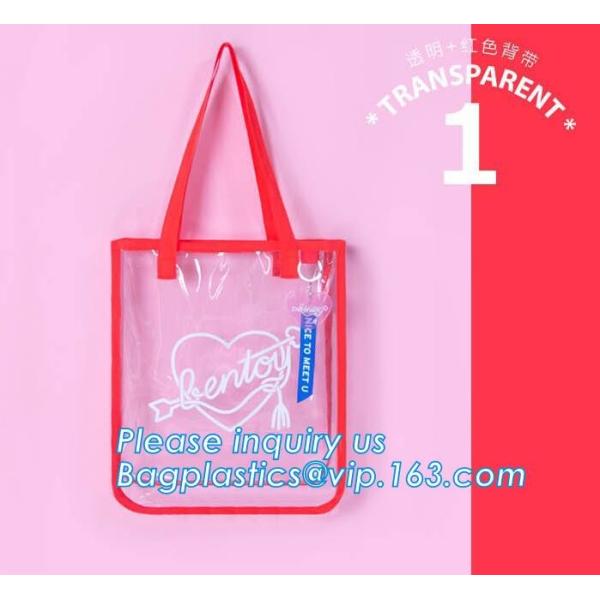 Shoulder Tote Pouch Clear PVC Beach Bag With Interior Pocket Handbag Totes With Zipper Carry Shopping Bag