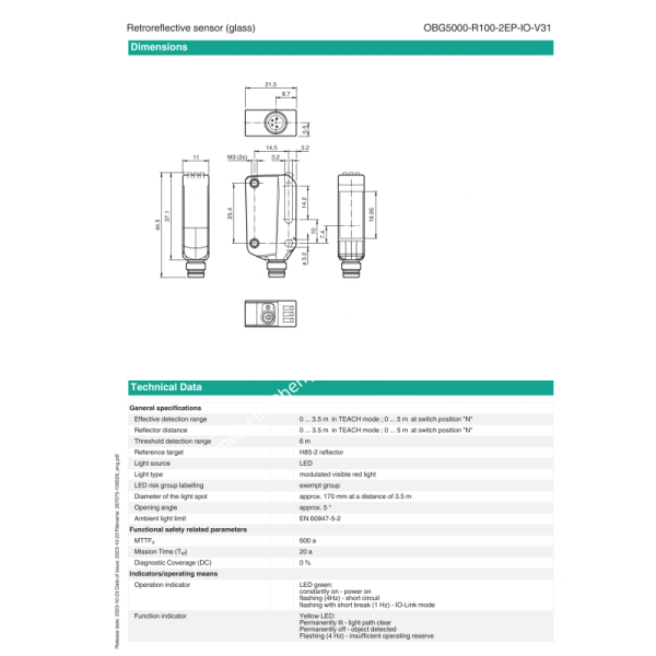 PEPPERL+FUCHS Stainless Steel Retroreflective Sensor for Industrial Automation with One Year Warranty