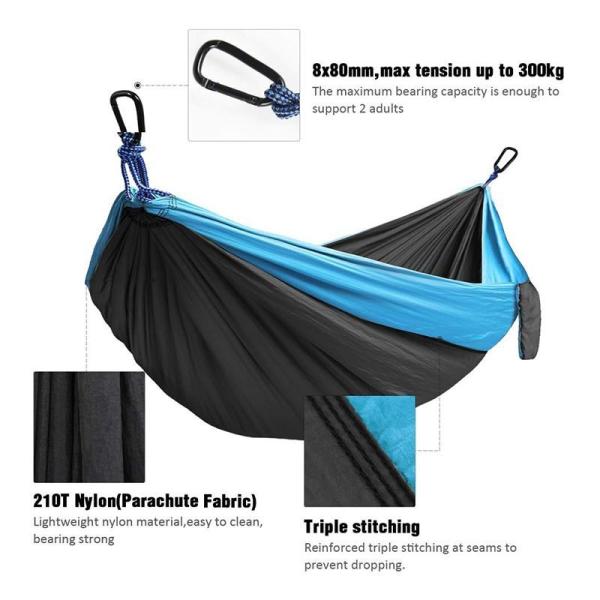Camping Hammock with Mosquito Net, Hammocks with 13ft Tree Straps Carabiners, Automatic Quick Open Outdoor
