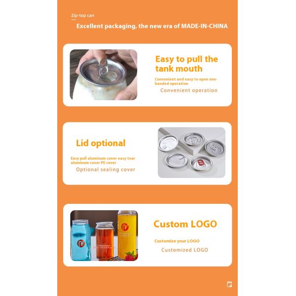 Customizable PET Beer Tea Soda Juice Plastic Beverage Cans with Aluminum Cap