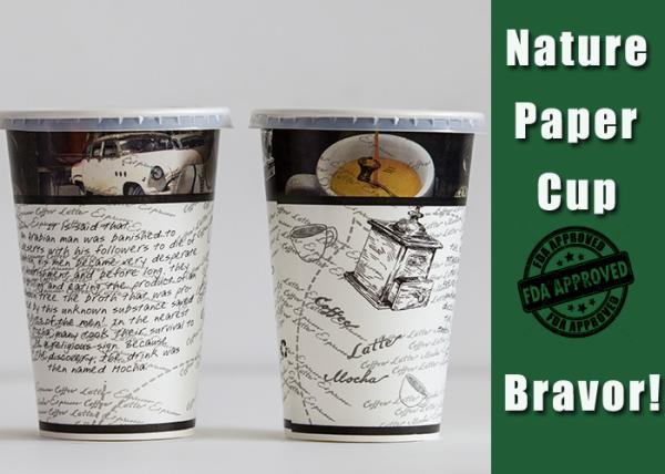 Single Wall Recyclable Paper Cups Food Grade 12 Oz PE Coated Good Printing