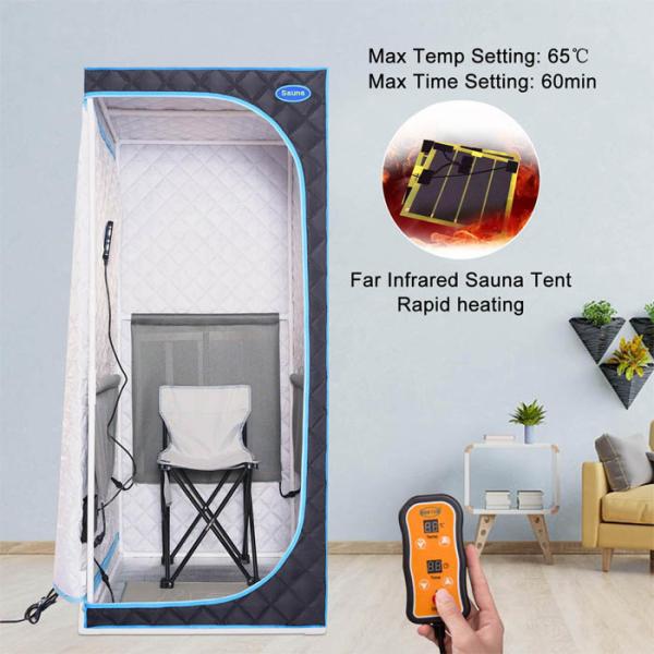 Черный один шатер сауны человека, портативная комната сауны пара с ультракрасными панелями