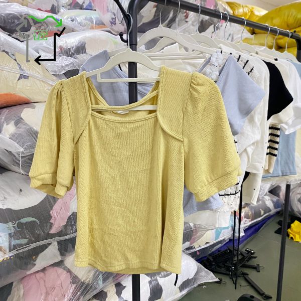 Wholesale Second Hand Women's Knitted Short-sleeved Shirt Used Clothes Polyester/Cotton High Quality Clean 95-100% Mixed Colors Second Hand Clothes
