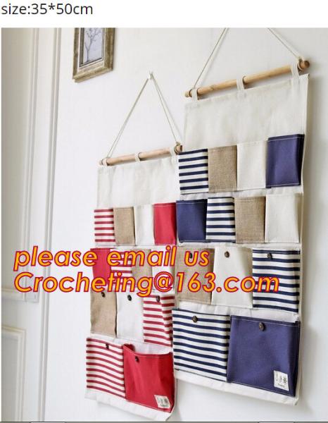 Cotton Canvas Wall Hanging Storage Bag, Canvas Linen Hanging Storage Bag, Household Canvas Cotton Hanging Wall Organizer