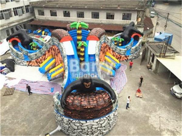PVC Tarpaulin Giant Outdoor Inflatable Water Park With 3 Slide / Inflatable Playground Water Park