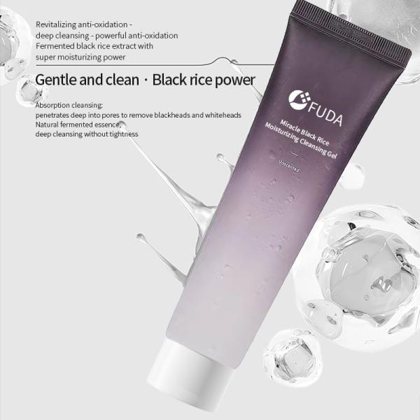 Black Rice Moisturizing Skincare Face Wash Cleanser Gel Anti Pimple ODM