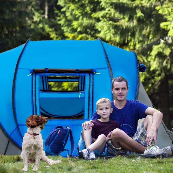 Easy Pop up Four-season Glass Fiber Camouflage Tent Vestibule Double Layer Waterproof Big Space 2-8 People Automatic Opening