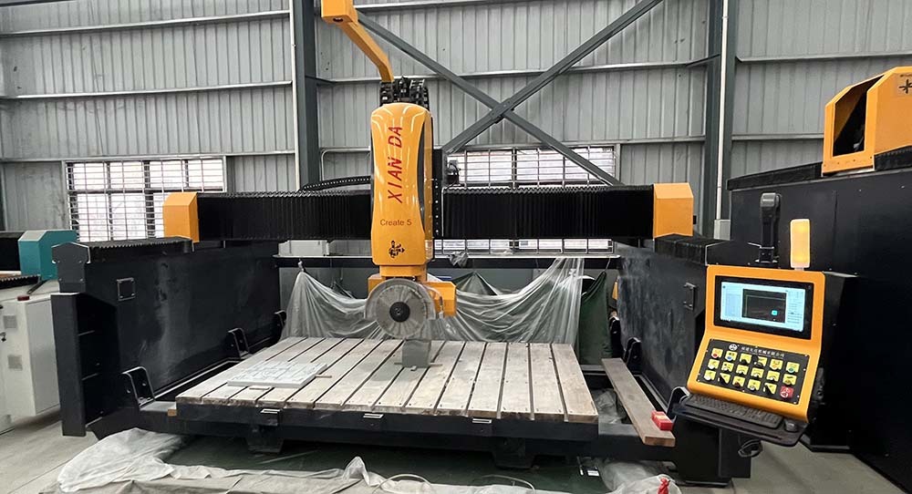 Xianda Trend 600 & Promote 600 5 Axis CNC Bridge Saw Stone Cutting Machine for Granite Quartz Countertop Artificial Stone Mold Milling