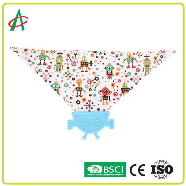 CE Modern Baby Bandana Bibs 100% Cotton Silicon With Teether