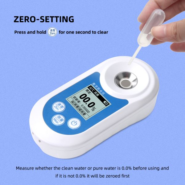 Digital Brix Refractometer Handheld with 0-55% Brix Range ±0.2% Accuracy and Highlight Screen