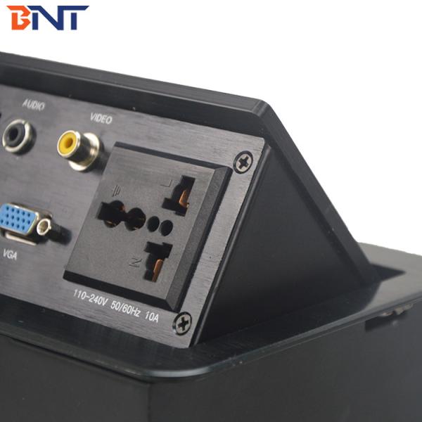 Black Aluminum Alloy 5Mm Panel Thickness  Table Pop Up Power Data Jack