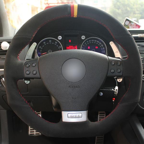 Blue Suede Steering Wheel Cover for Volkswagen VW Golf 5 Mk5 GTI R32 Passat R GT 2005