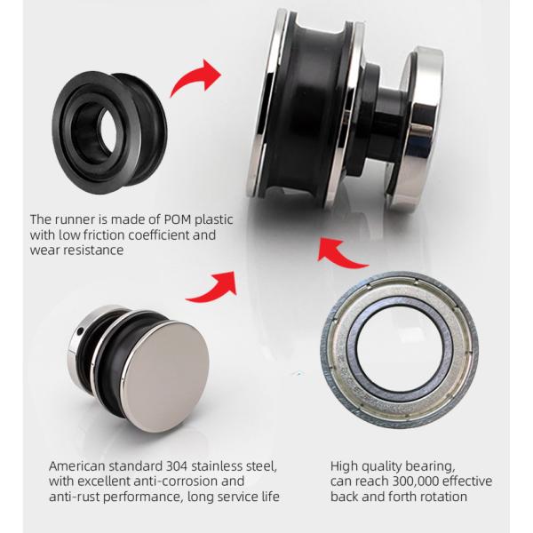 Зеркальная отделка Сдвижная стеклянная дверь оборудование для душевой двери