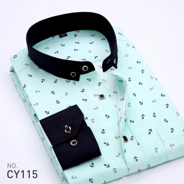 Men's Slim Plaid Printed Long-Sleeved Shirt 100% Polyester Fabric Type and Zipper Closure