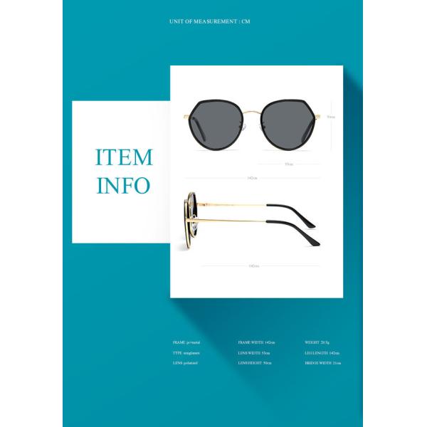 Polarized Women BSCI 142MM Resin Lens Sunglasses Luxury PC With Metal