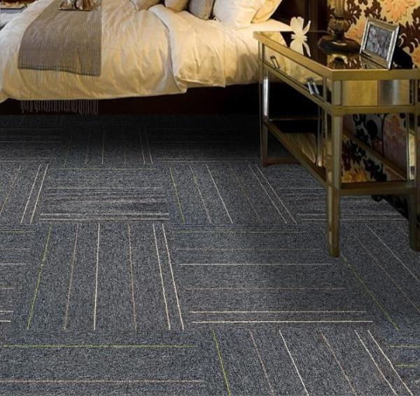 50*50cm Square Stripping Fireproof Commercial Floor Mat Office Building