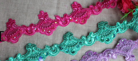 Wedding Dress Lace Border with Cord/ Bridal veils Lace Edge with Bead