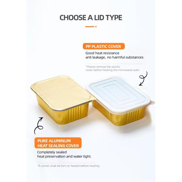 18 oz contenant en feuille d'aviation lisse 520 ml boîte de déjeuner en feuille d'aluminium de qualité aviation