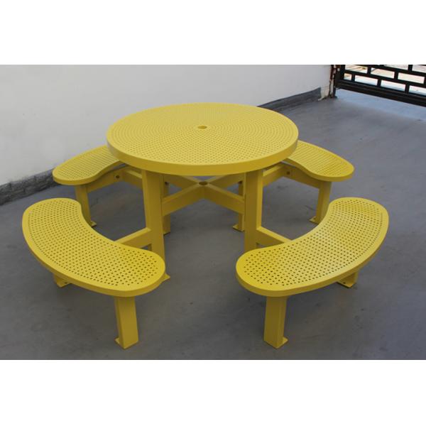 Настраиваемые круглые столы для пикника на открытом воздухе, металлический стол и скамейка с парасолем