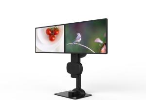 Electric Lifting Rotating Dual Monitor Stand For Relieve Neck Pain