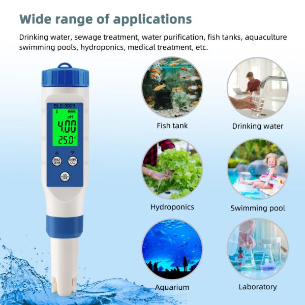 Smart 5 - In - 1 Bluetooth Water Quality Tester PH/TDS/EC/Salt/Temp Meter For Home Aquaculture Hydroponics