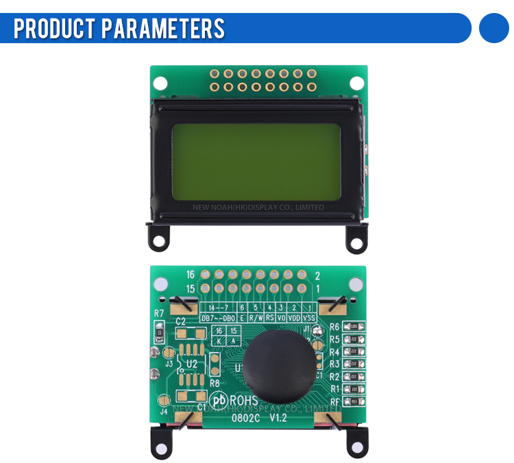 Yellow Green Film 0802C Character LCD Screen Development Of Ultra Small Module Support Solution