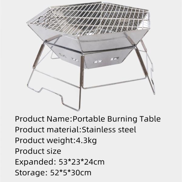 Polishing Stainless Steel Folding BBQ Grill Hexagonal Detachable