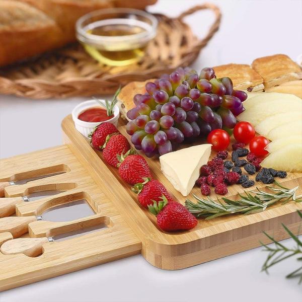 ODM Natural Kitchen Cutting Board Bamboo Charcuterie Platter With Utensils