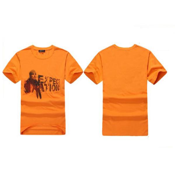 Cool Printed Mens T-shirt Designs Orange  / Female Crew Neck Tee Shirts