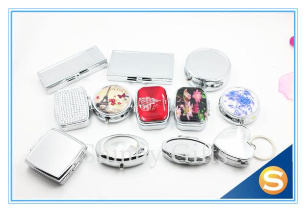 Shinny Gifts 7days Metal Pill Box Metal storage boxes for pill OEM/ODM is available Square Shape Silver Plating