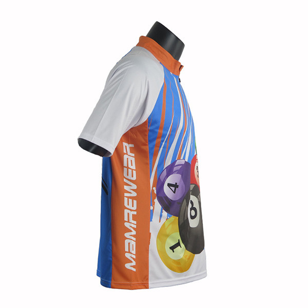 Free Design New Style Blue Custom Short Sleeve Billiards Pool Jersey For Men