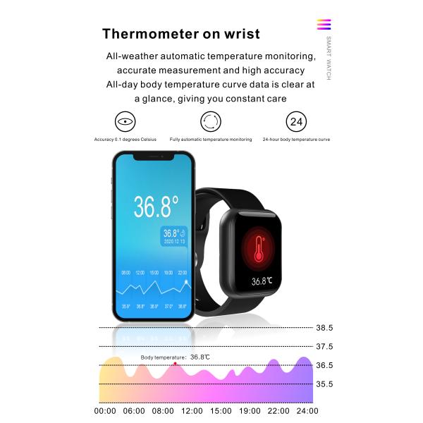 Кровяное давление ECG HS6621 Smartwatch температуры тела P90S 180mAh