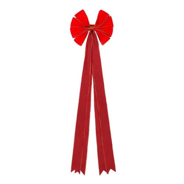 Ribbon Bow Large Holiday Christmas Bows Red Velvet Gold Wired for Party Decorations