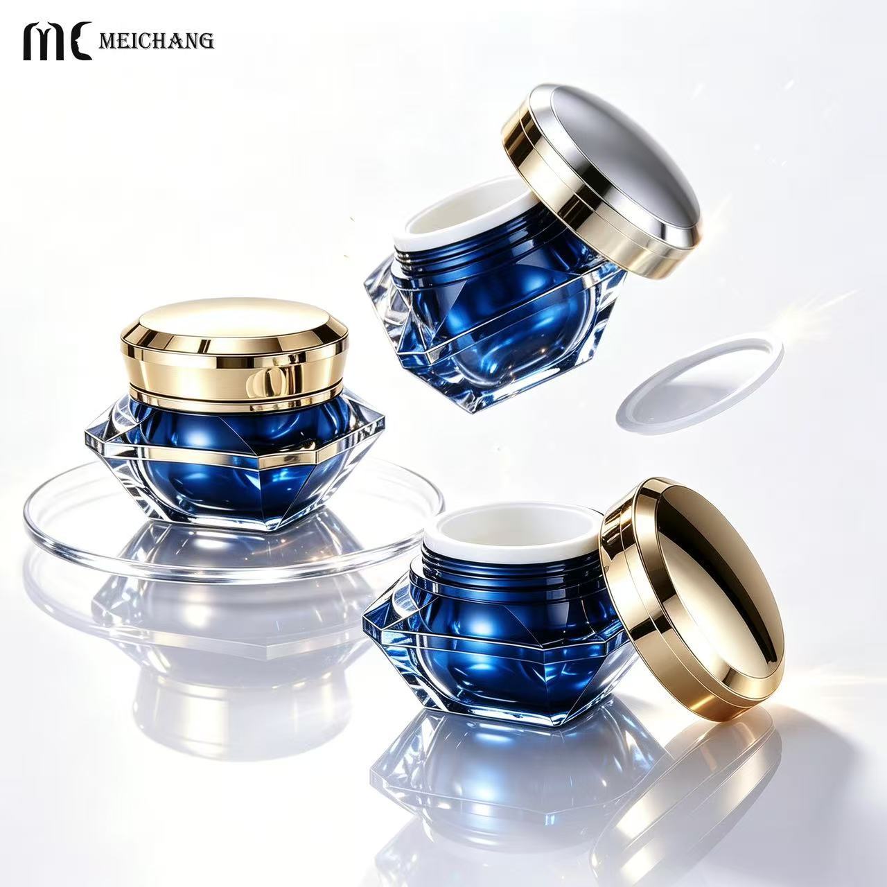 50g Double Wall Crystal Diamond Acrylic Cream Jar(MC-Y-571)